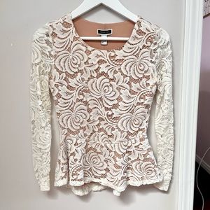 White & Cream / Beige Another Story Lace Blouse Size Small